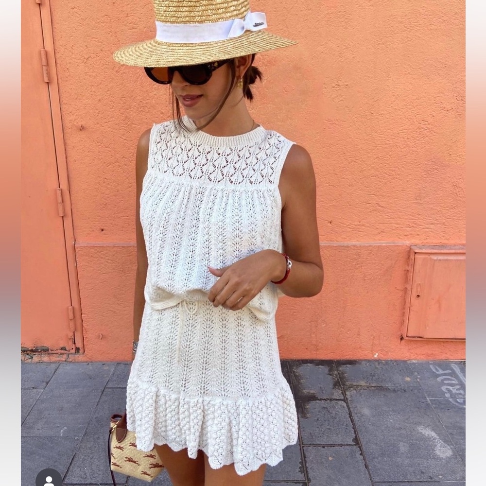 Zara pointelle knit top & skirt